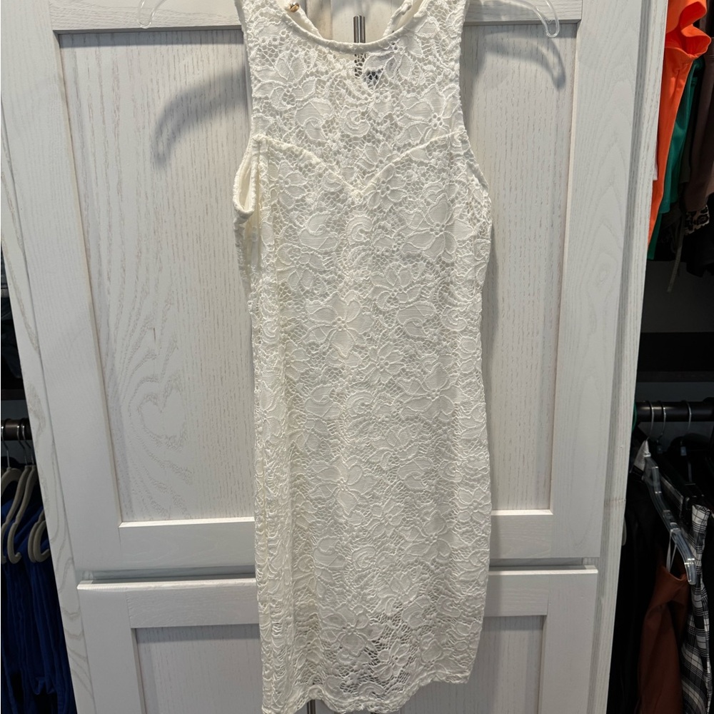 White Lace Sleeveless Dress